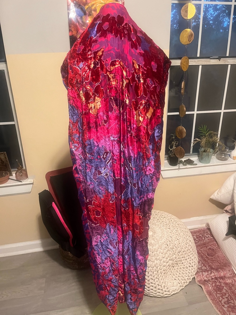 Cynthia Rowley Oversized scarf Vibrant Pink & Purple Crushed Velvet